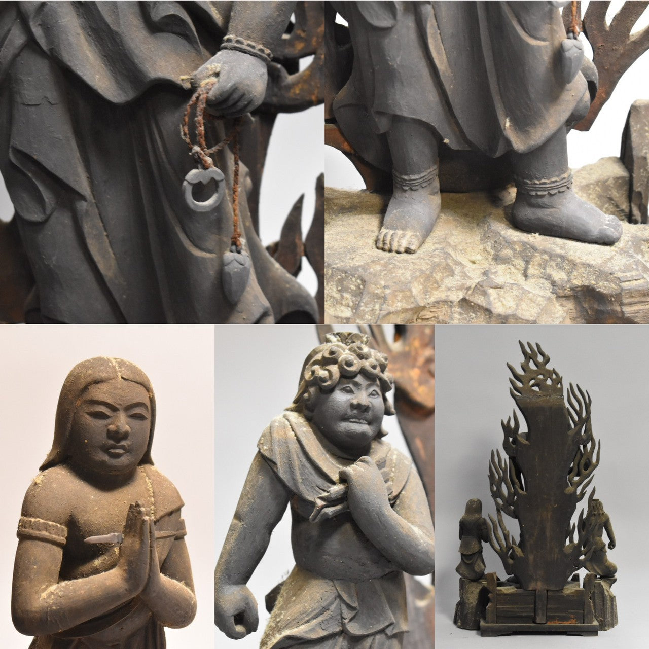 江戸 正徳二辰 木彫不動明王・矜羯羅童子・制多迦童子 厨子入.